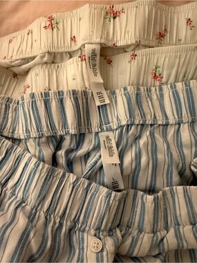 Wild Fable Ladies Blue & Cream Striped and Floral Bottoms